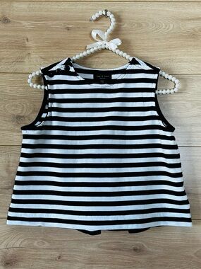 rag & bone Black and White Striped Sleeveless Tank Top 100% Cotton
